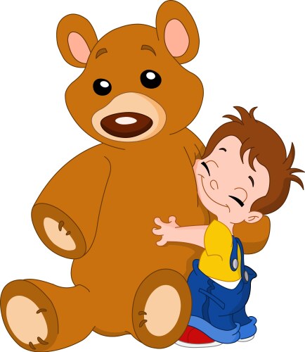 Kid hug bear vector image