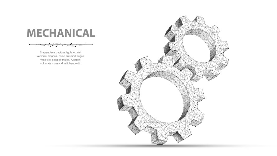 Gears closeup abstract wireframe two gear vector image