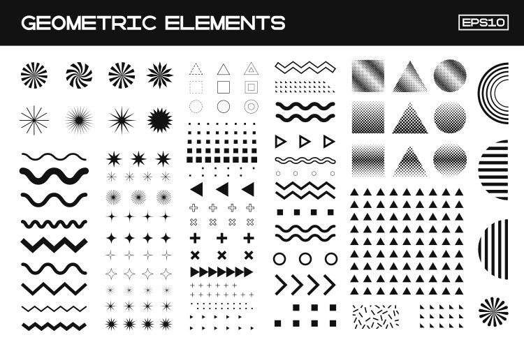 Collection of memphis elements geometric vector image