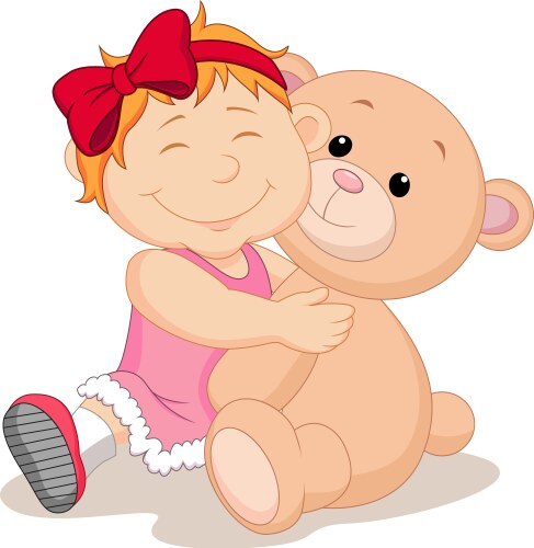 Girl with teddy bear cartoon vector image