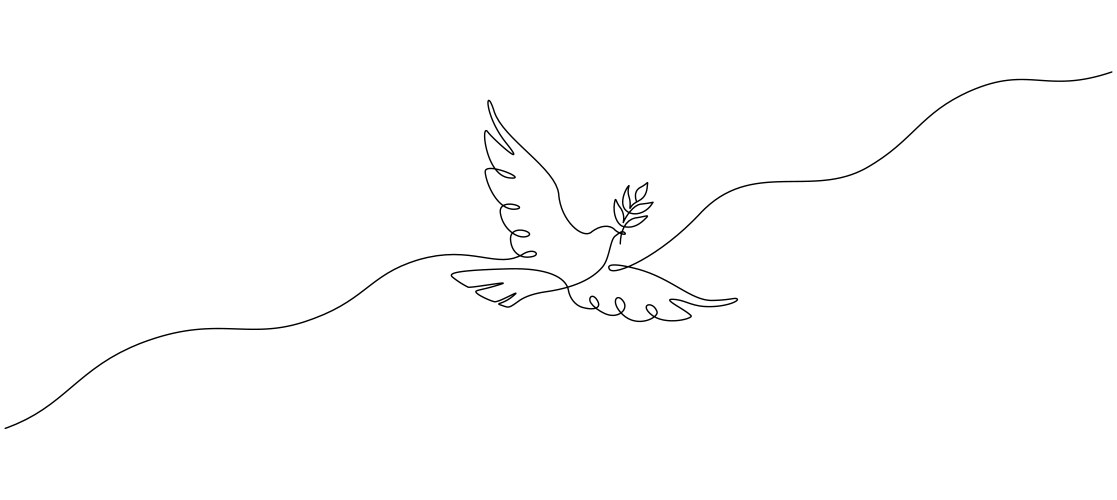 one continuous line drawing of dove with olive vector image