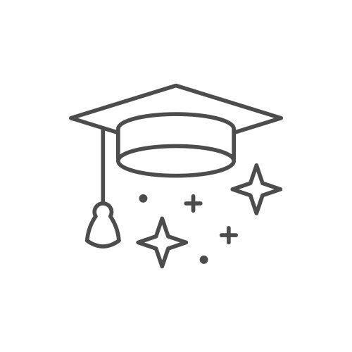 Graduation cap line outline icon vector image