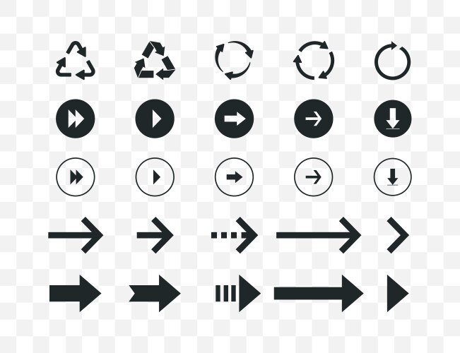 Arrow icons isolated arrows icon set vector image