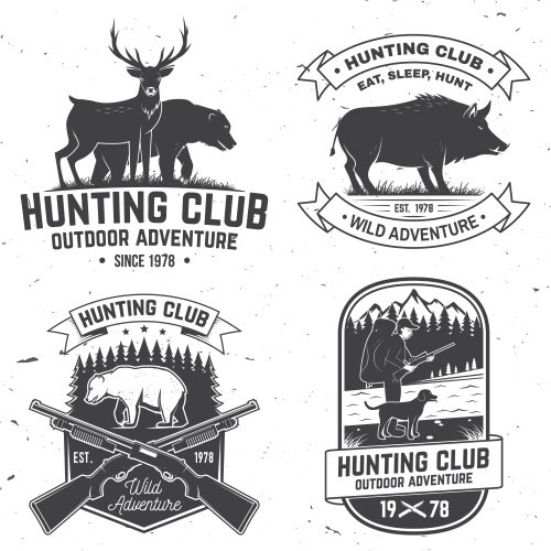 Set hunting club badge concept vector image