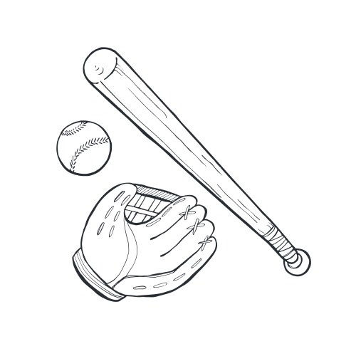 Baseball accessories sketch vector image