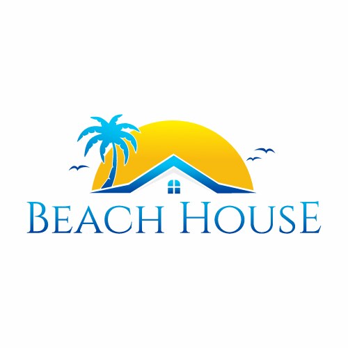 Beach house logo design vector image