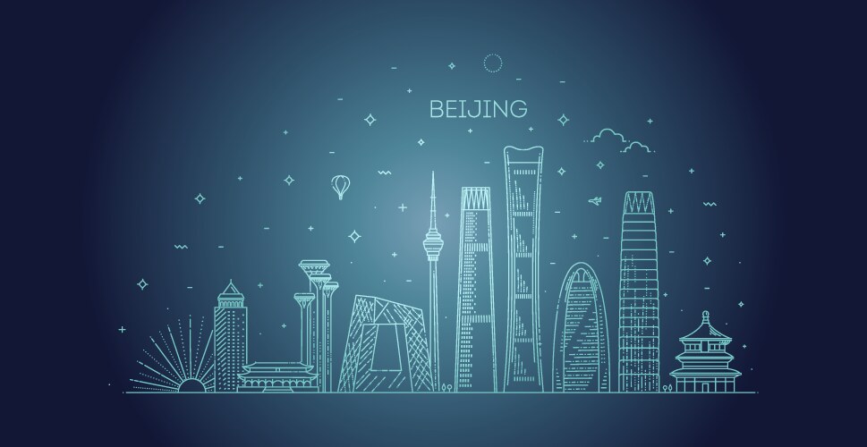 beijing skyline with panorama in sky background vector image