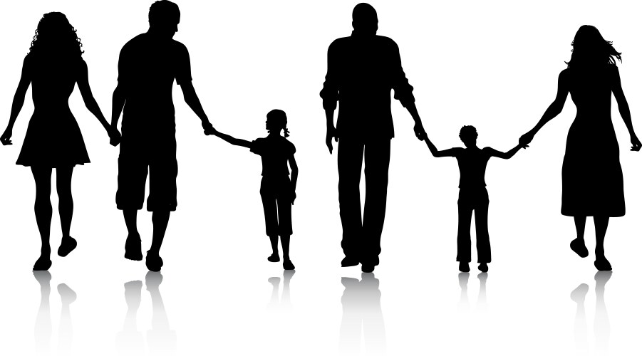 Family silhouette vector image