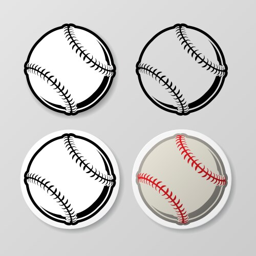 baseball symbol stickers set vector image