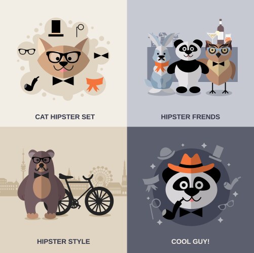 animal hipster set vector image