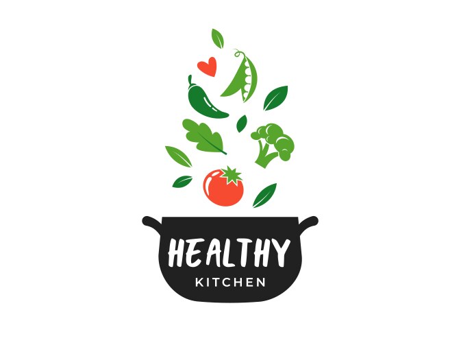 Food love cooking logo and branding healthy vector image