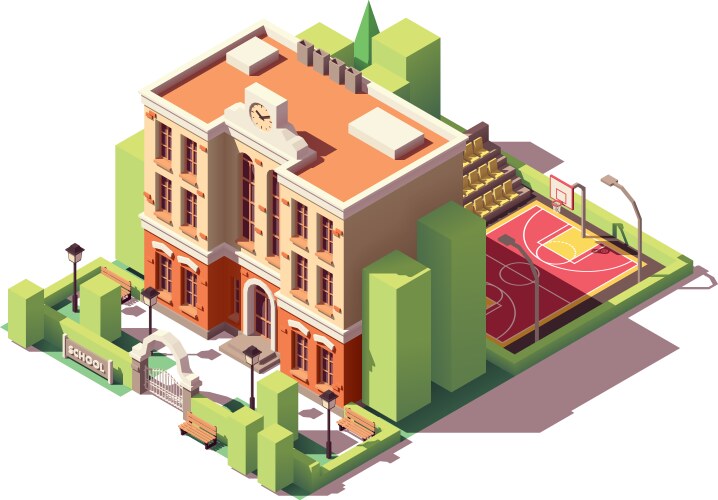 Isometric school building vector image