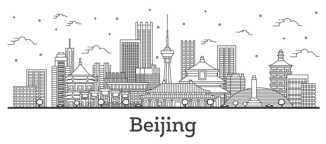 outline beijing china city skyline with modern vector image