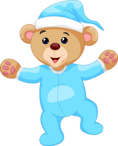 Cartoon teddy bear in blue pajamas vector image