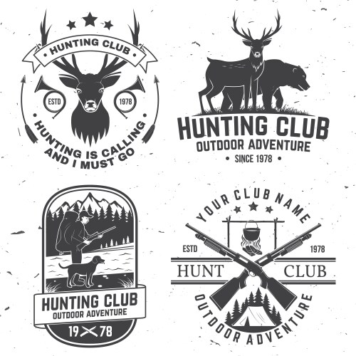 Set hunting club badge concept vector image