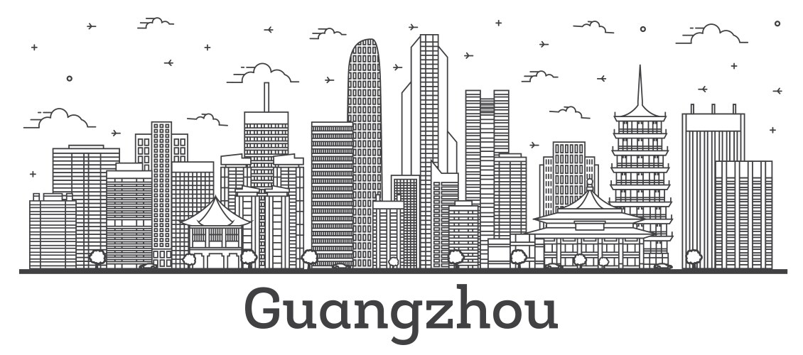 outline guangzhou china city skyline with modern vector image