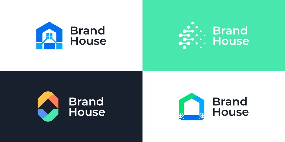 Smart home logo design template collection vector image