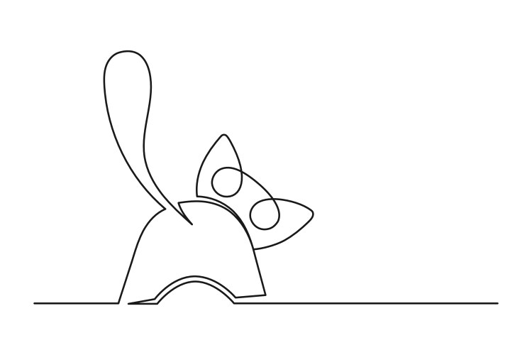 Continuous one line drawing of cat vector image