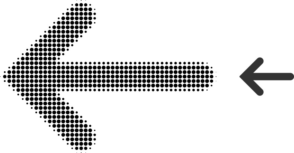 Left arrow halftone dot icon vector image