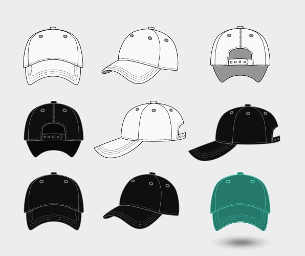 baseball cap back front and side view vector image