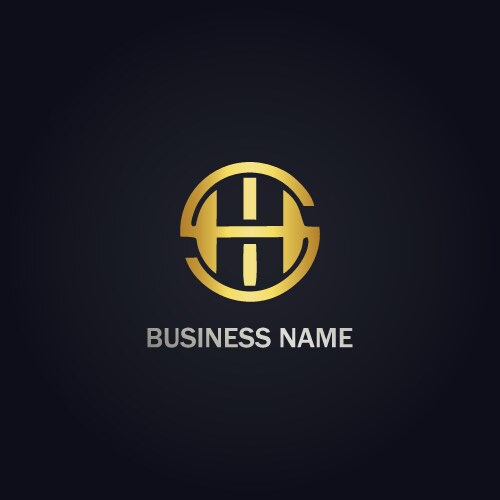 Round h initial gold logo vector image