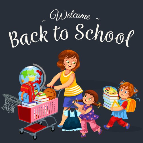 School shopping with mom poster vector image