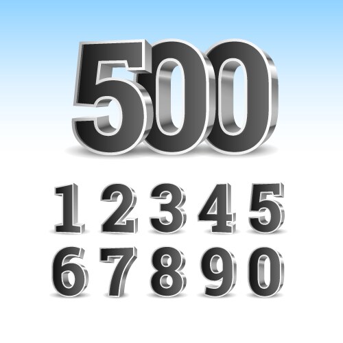 3d black numbers with silver outline vector image