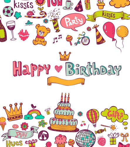 Birthday doodle icons vector image