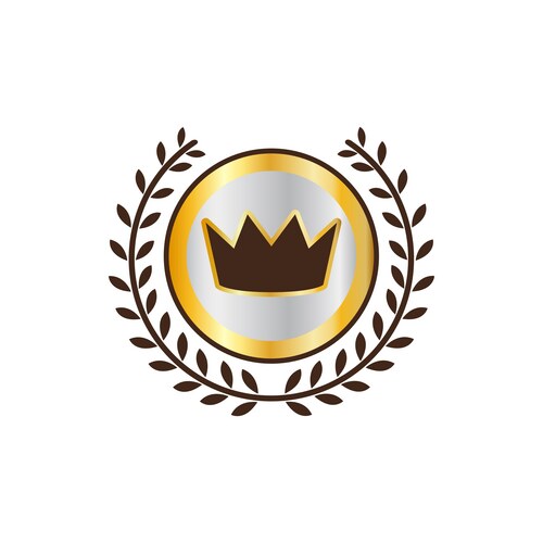 Label with crown and laurel wreath icon vector image