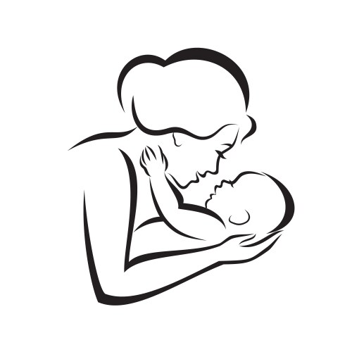 Mother and baby stylized symbol vector image