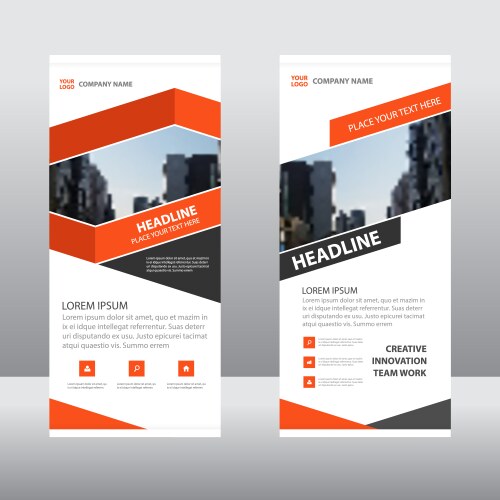 Orange business roll up banner template layout vector image