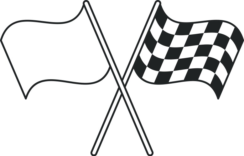 Crossed flag start racing thin line vector image