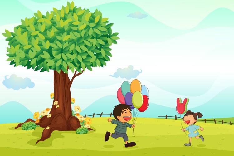 Kids playing outdoor vector image