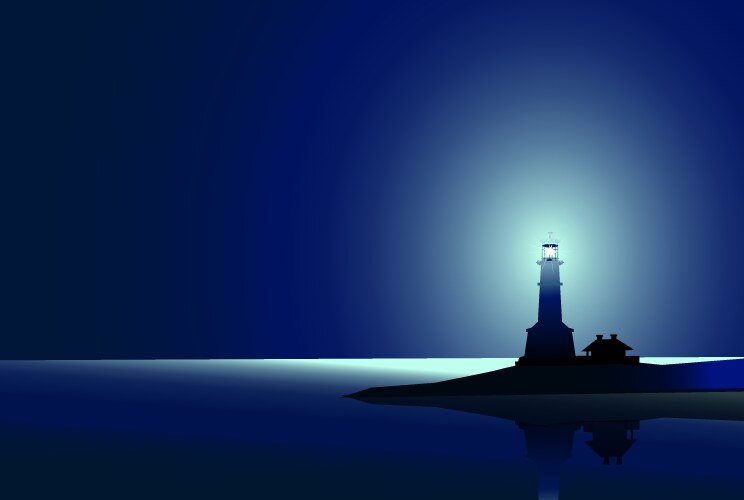 Lighthouse at night vector image