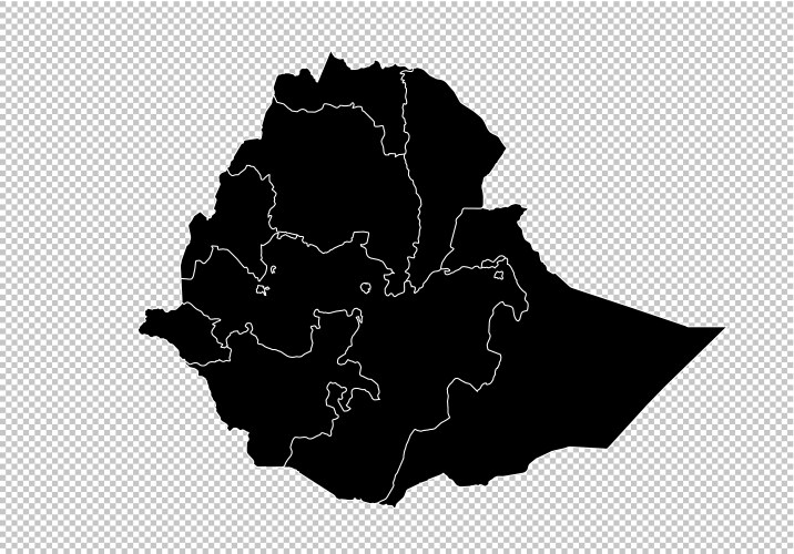 Ethiopia map - high detailed black vector image