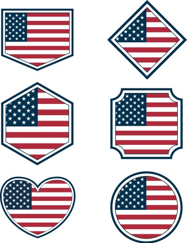 Set of american flags and hearts3 vector image