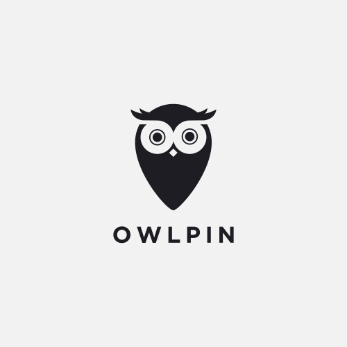 Modern minimalist owl pin logo icon template vector image