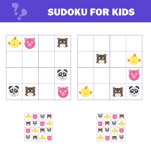 Sudoku for kids game preschool training vector image