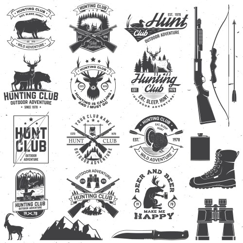 set hunting club badge concept vector image