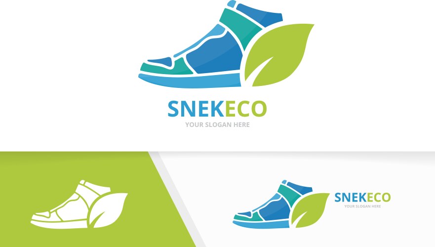 Sneaker and leaf logo combination shoe vector image