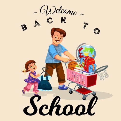 school shopping with dad poster vector image