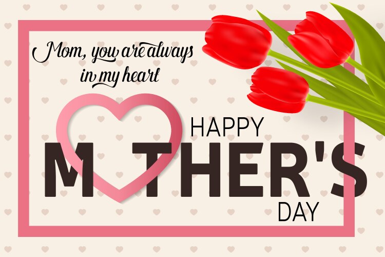 Happy mothers day greeting card with tulips vector image