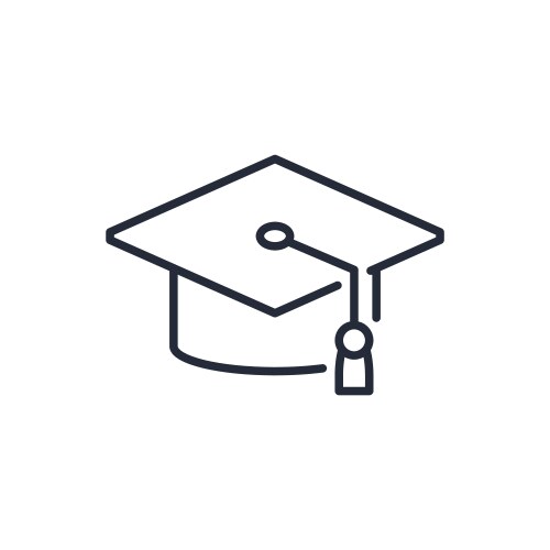 Graduation cap line icon on white background vector image