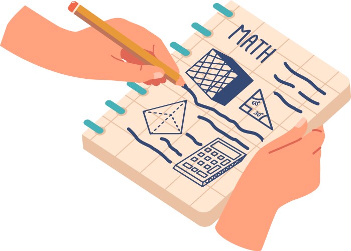 Hand doing math task vector image