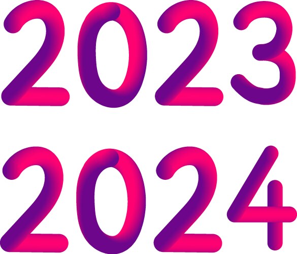 Happy new year 2023 2024 future metaverse neon vector image