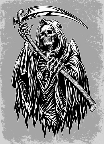 hand inked grim reaper vector image