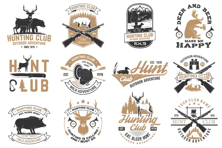 set hunting club badge concept vector image