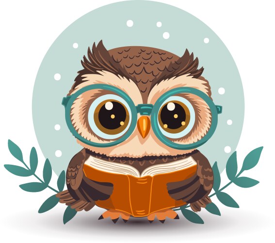 cute cartoon owl funny animal smart vector image