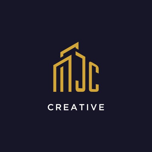 Jc initial monogram with building logo design vector image