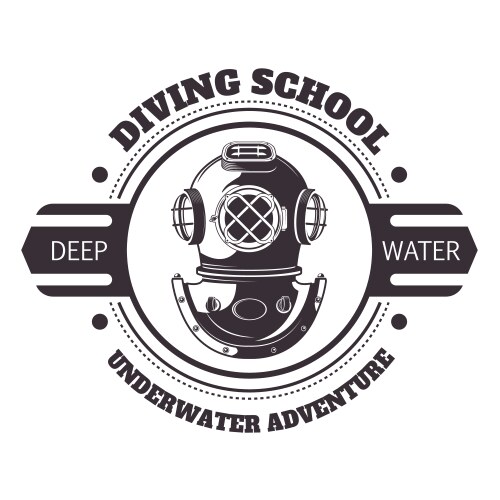 Diving school underwater adventure title vector image